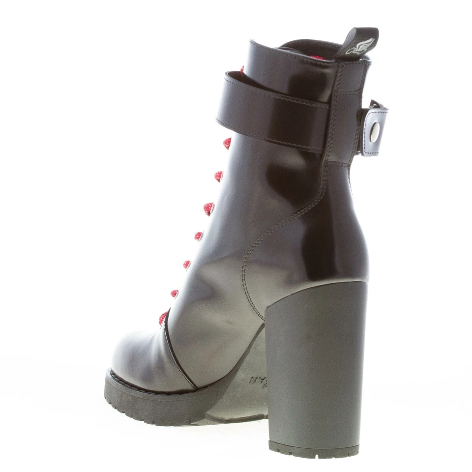 HOGAN scarpe donna H542 tronchetto pelle spazzolata nero con lacci H metal - Immagine 4 di 4