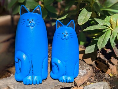Cat Pair Garden Statues | Handmade & Painted | Two Cats,1 Price | Various Colors