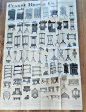 HUGE 38 X 24 Inches 1882 Clarke Bros. Cincinnati Store 2 Sided Furniture Poster