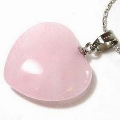 Fashion Pink Genuine Jade White Gold Plated Love Heart Pendant Chain Necklace - Picture 2 of 4