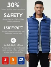 Ihood Men's Rechargeable Heated Vest with Battery Long- lasting Warmth Blue