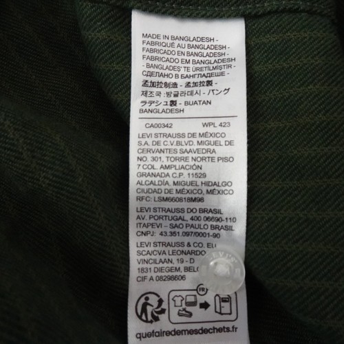 Levi's Flannel Western Shirt Men's Size XL Green Striped Pearl Snap - Picture 7 of 8