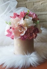 Artificial Flowers in a Box / Flowers in a Hat Box / Floral Mother's Gift