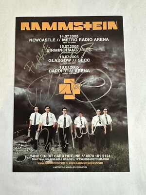 Rammstein Hand Signed 2005 A5 Tour Poster Autograph Original 5 Members No Oliver