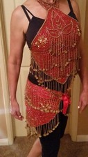 Turkish Belly Dance Halter Top and Coin Skirt