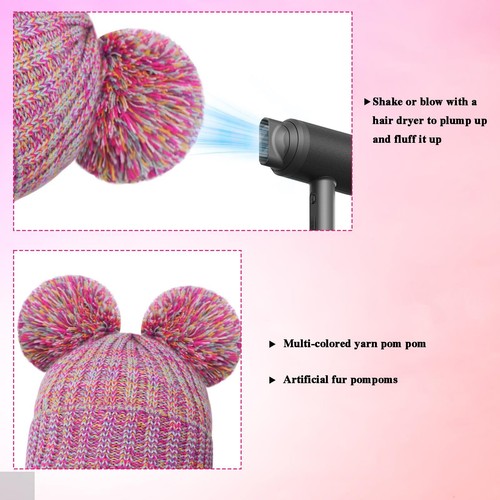 Winter Hat for Kid Children's Warm Knitted Beanie Double Ski Pom Fleece Lined... - Picture 4 of 6