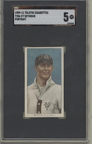 1909 T206 Cy Seymour Portrait New York Giants  Tolstoi Back SGC 5