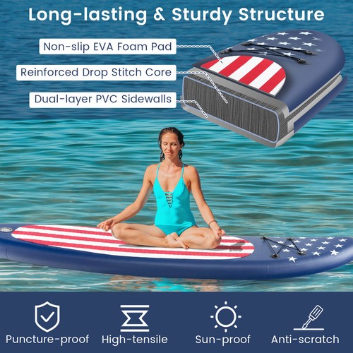 10' x 30" Inflatable Stand Up Paddle Board w/ Premium SUP Accessories Hand Pump - Picture 6 of 10