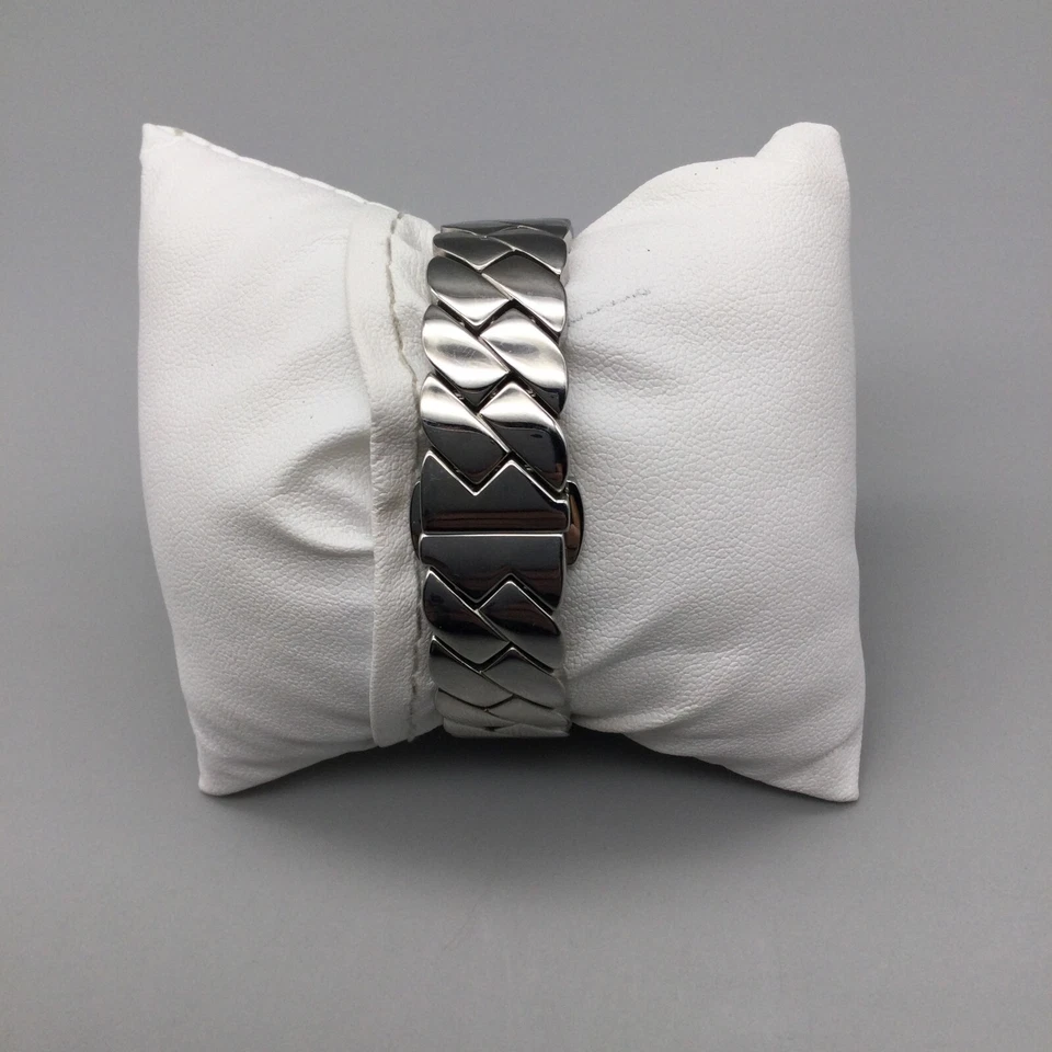 Reloj Chronotech Mujer Tono Plateado Rivoli Cristal Azul Fecha Batería Nueva 6.25" Foto 4 de 4