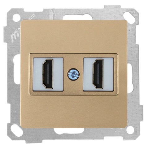 2 fach HDMI Steckdose Anschlussdose Dose Unterputz Einbau CANDELA Gold Optik - Bild 1 von 2