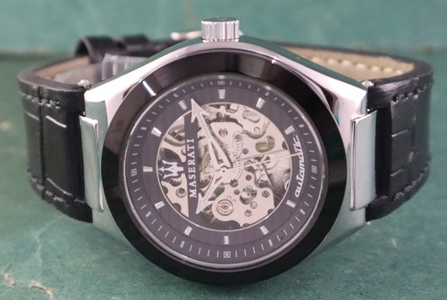 Casual Maserati Automatic Black Dial Men Excellent Working Watch Leather Band - Picture 4 of 10