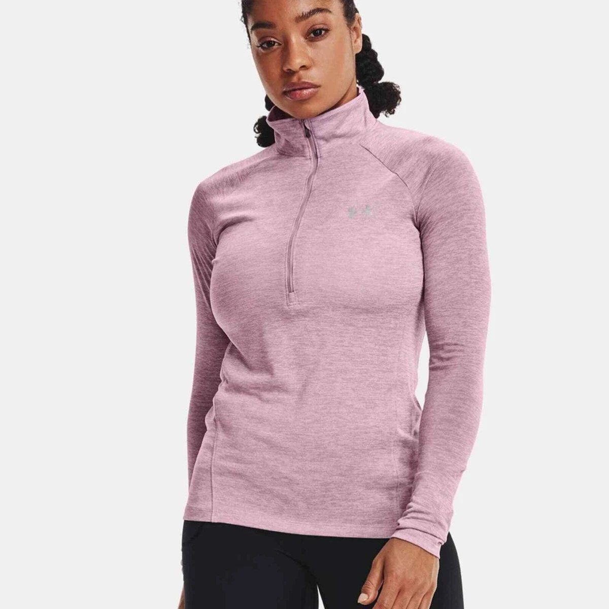 under armour half zip pink