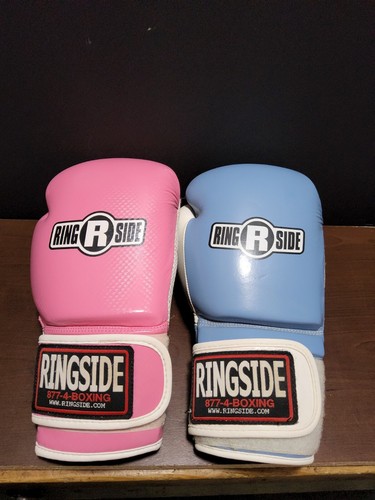 Set Of 2 Ringside Boxing Gloves Pink 10oz & Blue 12oz - Picture 6 of 23