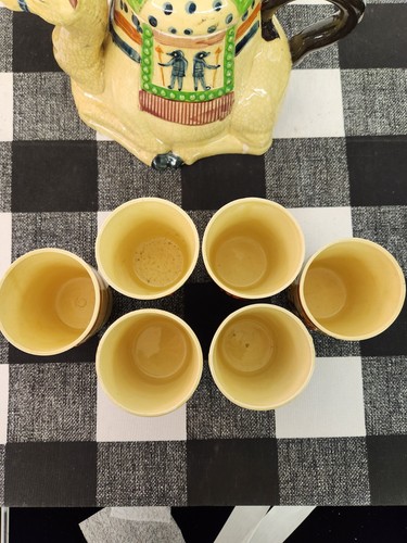 Vintage Rare Taico Brand Egyptian Themed Camel Tea Pot and 6 No Handle Teacups - Picture 22 of 24