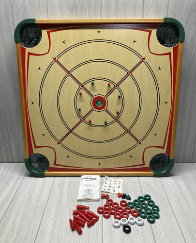 Vintage,Model No. 100 Carrom Game board. Original Box,Rules Book, 44 Game Pieces