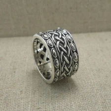 Size 8.5 Sterling Silver Celtic Knot Wedding Ring by KEITH JACK Jewelry 14 mm