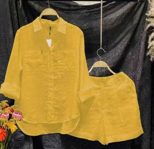 Fashion White Long Sleeve Shirt And Shorts Two Piece Sets Women 2025 Summer - Picture 25 of 31