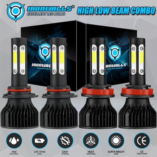 For Chevy Silverado 1500 2500HD 2007-2015 4-Sides LED Headlight High Low Bulbs - Foto 1 di 12