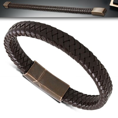 22 cm Herren Leder Armband mit Edelstahl unisex bracelet y-bgo591