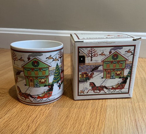 VTG Russ Berrie 9693 Christmas Coffee Mug New In Box Christmas Remembered - Picture 2 of 9