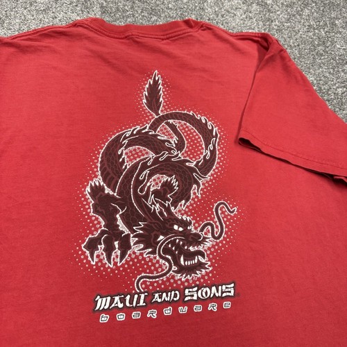Maui and Sons Shirt Men XS Red Surf Boardware Dragon Vintage 90s Beach USA - Picture 1 of 11