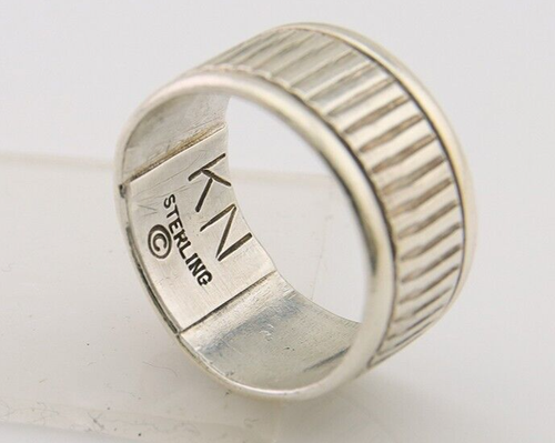 Navajo Handmade Ring 925 Silver & Gold Signed Kee Nataani C.80's - Picture 4 of 7
