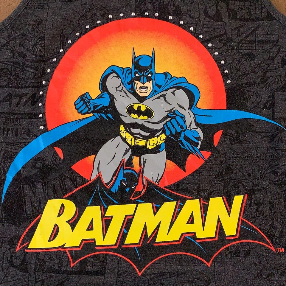 Camiseta sin mangas Batman para mujer talla mediana gris carbón gráfico adornado espalda deportiva Foto 2 de 4