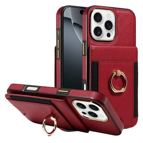For Iphone 16/15/14/13/12/11Pro Back Cover Ring Protection Holster+Tempered Film - 第 8/31 張圖片