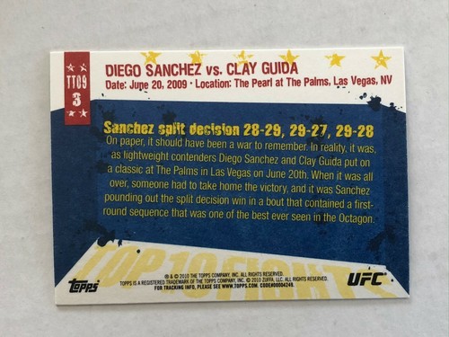 PICK YOUR TOP 10 FIGHTS OF 2009 INSERT CARD - TT09 - TOPPS UFC MAIN EVENT 2010 - Picture 5 of 21