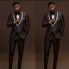 Pearl Men's Suits Shawl Lapel Formal Wedding Party Business Casual 2 Pcs