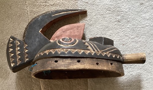 Vintage African Burkina Faso Bwa Style Carved Wooden Mask, 18 1/2" T - Picture 6 of 13