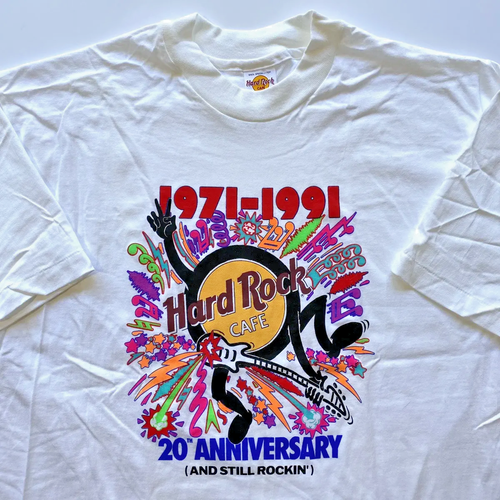 Hard Rock Cafe 1991 20th Anniversary T Shirt Full Size Sz. M New In Sealed Bag