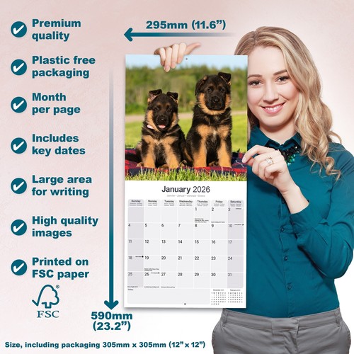 German Shepherd 2026 Calendar | Dog Breed Gift Wall 15% OFF MULTI ORDERS - Picture 6 of 8
