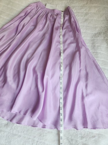 Vince Set Silk Pocket Popover Blouse + Full Skirt Pull On Lilac Sz XS NWT - Picture 10 of 15