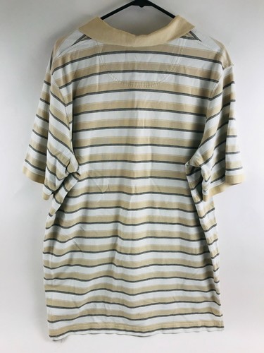 Field Gear Shirt Men's Size XLT (XL-Tall) Brown White Striped Short Sleeve Polo - Picture 2 of 5