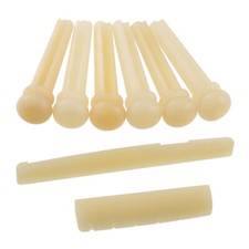 Unbleached Slotted Bone Nut Saddle Bridge Pins Set for Acoustic Guitar