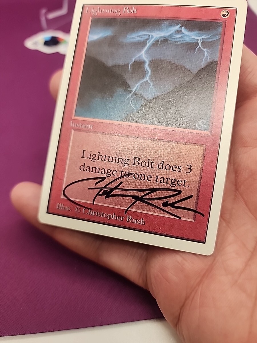 MTG Lightning Bolt Unlimited Signed Christopher Rush Gen 2A