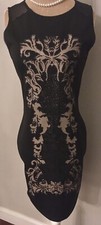 BNWT MISS SELFRIDGE Black/Beaded Fitted Sleeveless Stretch Bodycon Dress Size 10