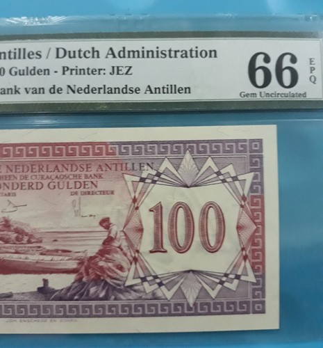 1981 Netherlands Antilles 100 Gulden PMG66 EPQ <P-19b> GEM UNC - Picture 4 of 4