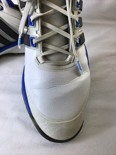 Adidas # 111143937 Soft Spike Golf Shoes Men's Size 8.5 Medium White Blue Black - Picture 14 of 16