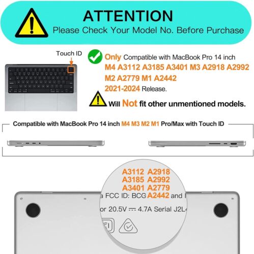 Case for MacBook Pro 14 inch M4 M3 M2 M1 Pro Max A3112 A3185 A3401 A2918 A2992 - Picture 13 of 67