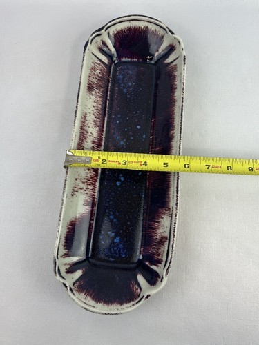 Vintage Edgecomb Pottery Oblong Platter Maine Studio Art Pottery Purple - Picture 10 of 11