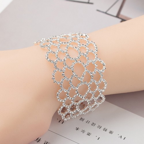 Womens Gold Filled Micro Pave AAA Cubic Zircon Bangle Chain Vogue Bracelet #TB09 - Picture 10 of 11