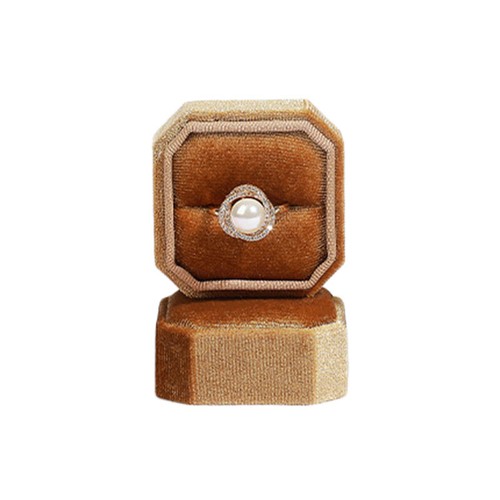 Hexagon Shape Velvet Jewelry Box Single/Double Ring Storage Box Ring Display Box - Picture 10 of 23