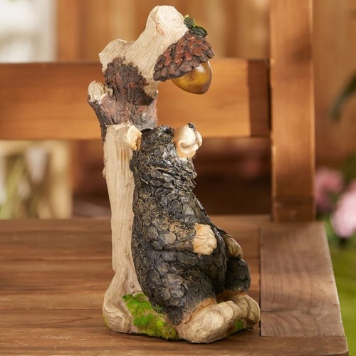 Solar Lighted Black Bear Garden Statue Woodland Country Outdoor Yard Art Decor - Picture 4 of 9