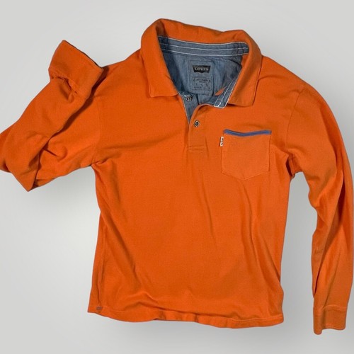 2 Levi's Boys' Long Sleeve Rugby Collar School Shirts Large Yellow Blue Orange - Picture 9 of 17