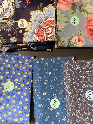 Lot of 9 Fabric Scraps Blue Florals Calicos Pink Yellow - Picture 2 of 4