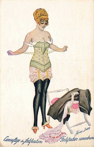 Hermosa postal mujer artista Xavier "Camouflage des Fortification" - Imagen 1 de 2