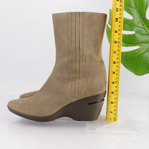 Cole Haan Womens Air Chelsea Boot Size 8.5 Tan Suede Wedge Heel Pull On Bootie - Picture 6 of 10