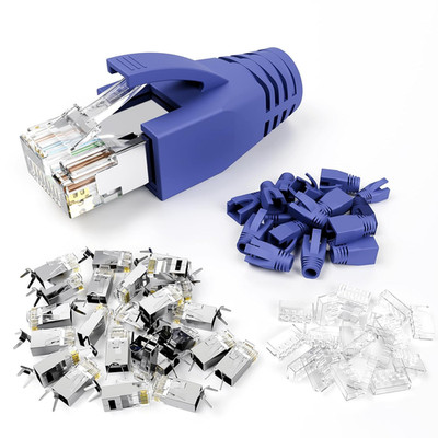 VCE 30-Pack RJ45 Connectors CAT7/CAT6A, Non-Pass-Thru Shielded Modular Plugs for